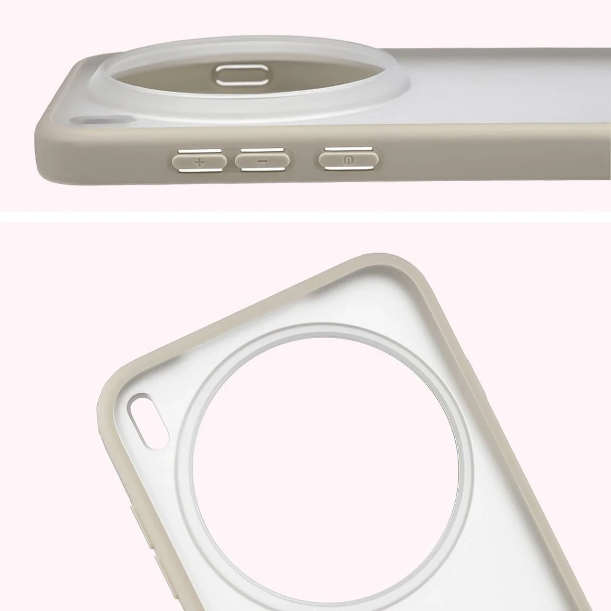 Kryt Bizon Case Angelo Vivo X300 Pro semi-transparent with a beige frame
