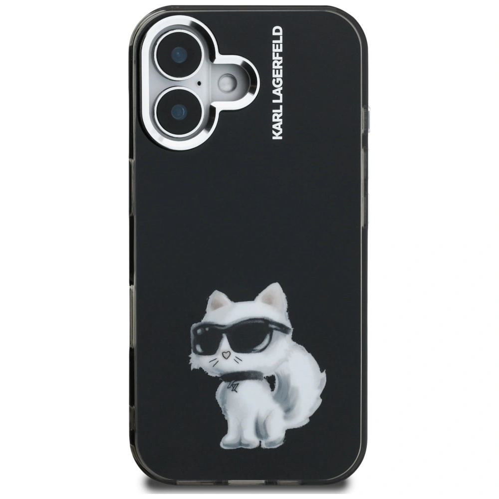 Kryt Karl Lagerfeld IML Aquarelle Choupette & Logo Apple iPhone 16 black