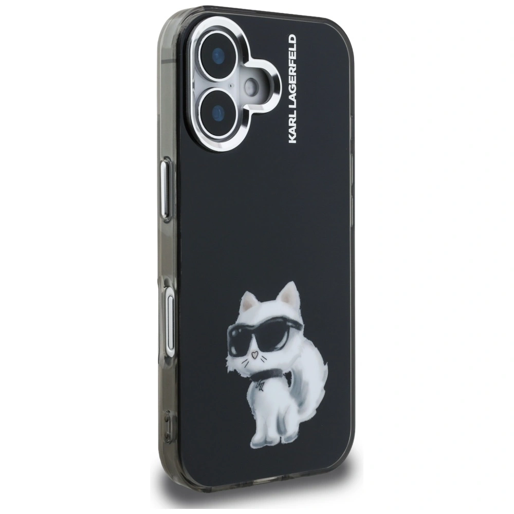 Kryt Karl Lagerfeld IML Aquarelle Choupette & Logo Apple iPhone 16 black