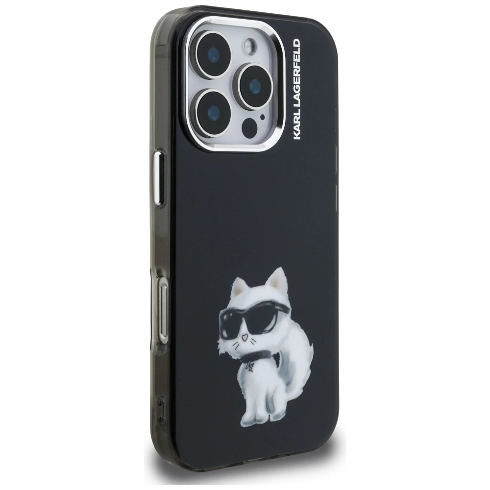 Kryt Karl Lagerfeld IML Aquarelle Choupette & Logo Apple iPhone 16 Pro black