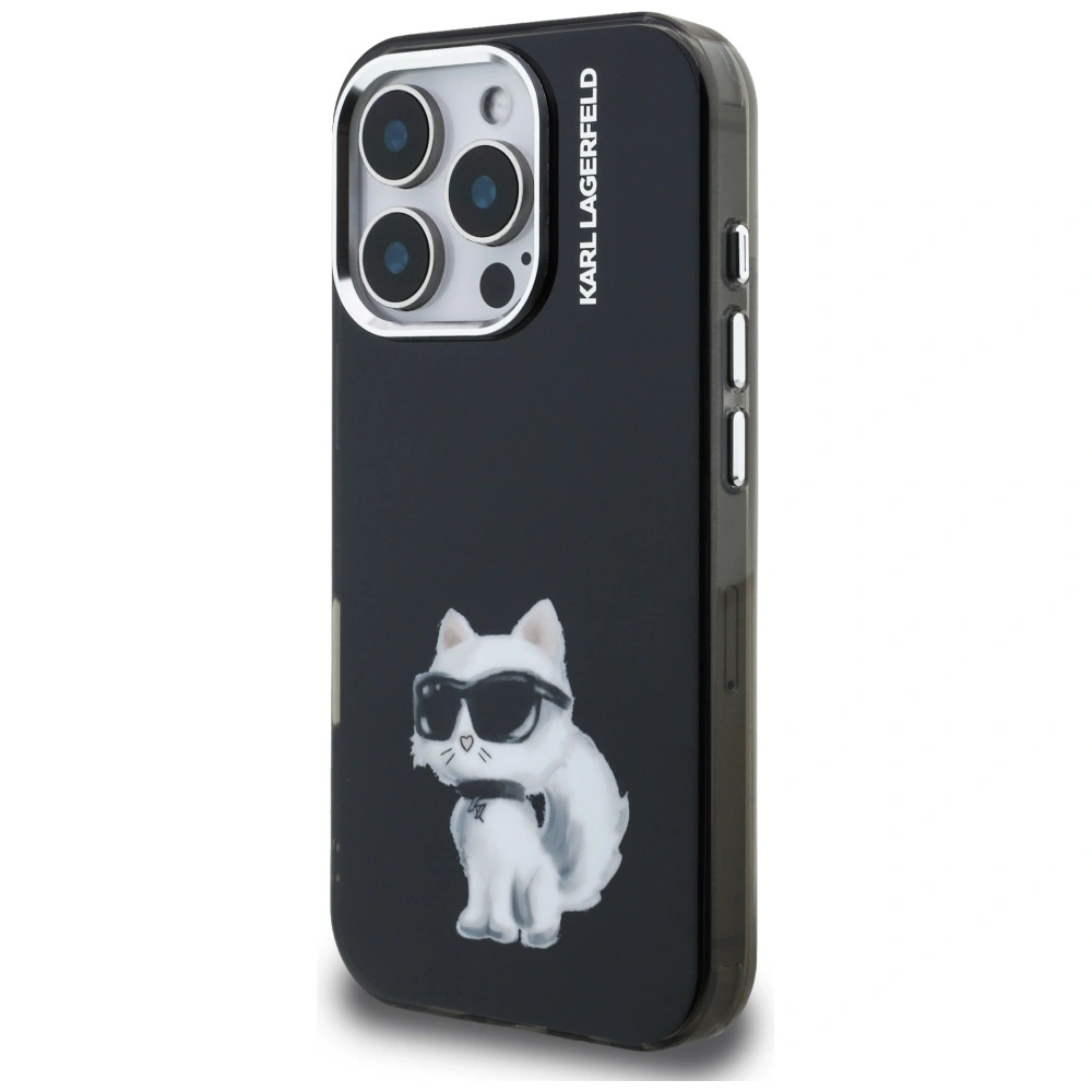 Kryt Karl Lagerfeld IML Aquarelle Choupette & Logo Apple iPhone 16 Pro Max black