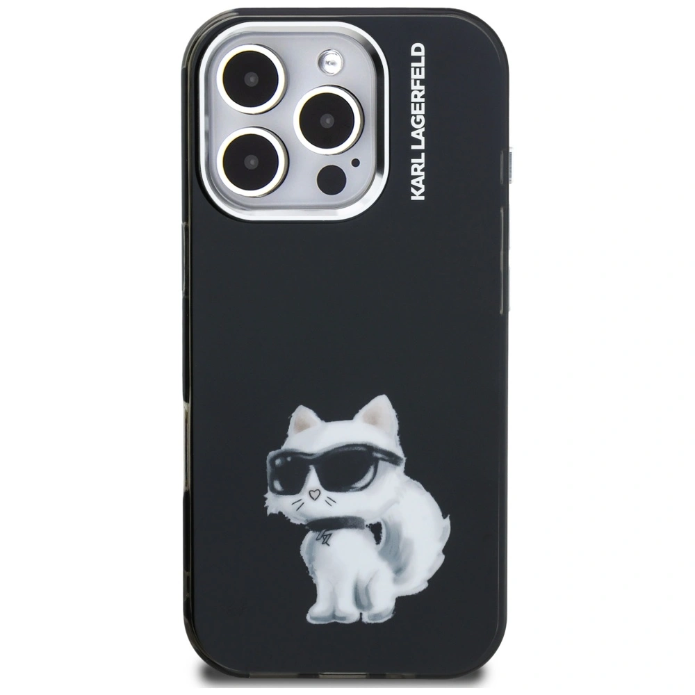 Kryt Karl Lagerfeld IML Aquarelle Choupette & Logo Apple iPhone 16 Pro Max black