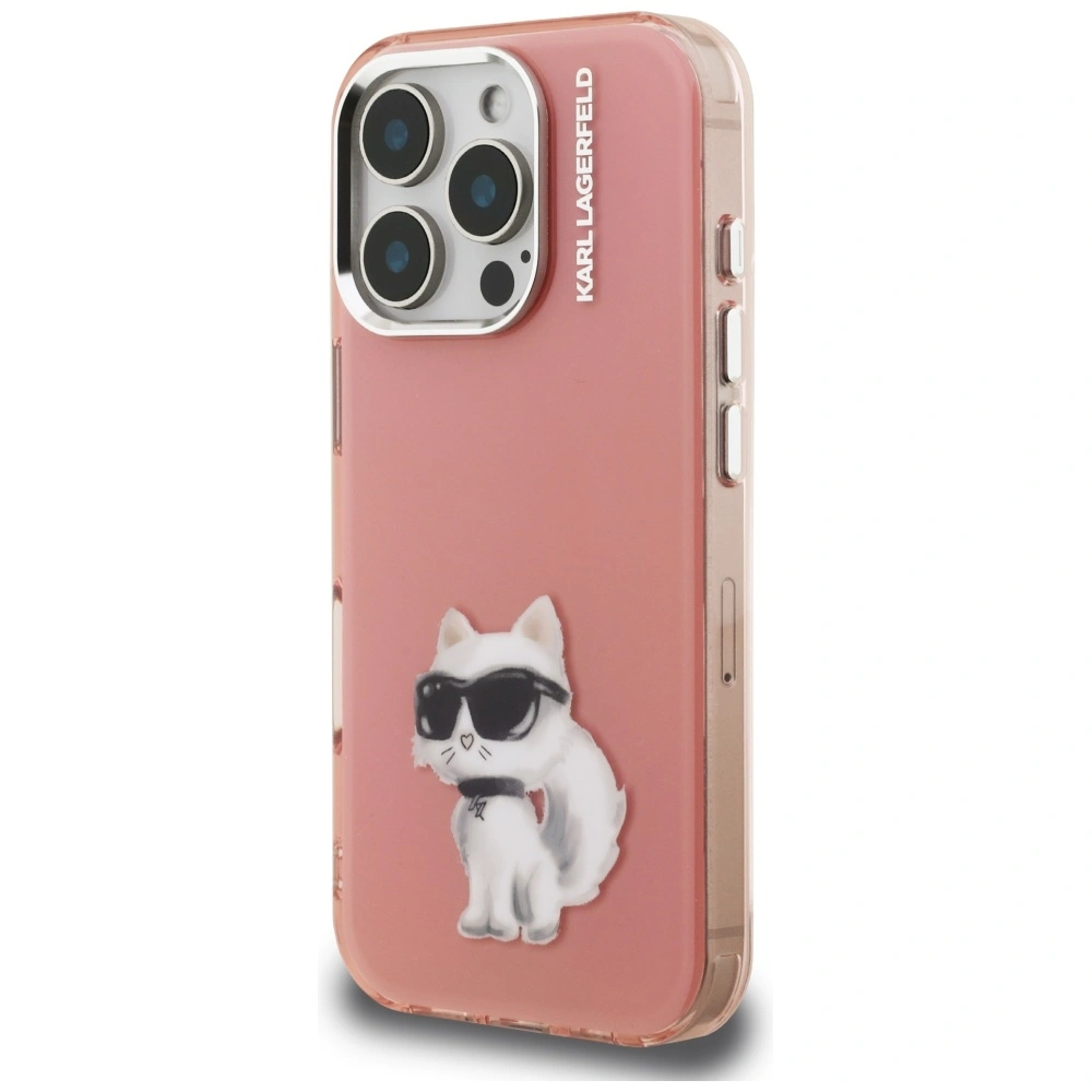 Kryt Karl Lagerfeld IML Aquarelle Choupette & Logo Apple iPhone 16 Pro pink