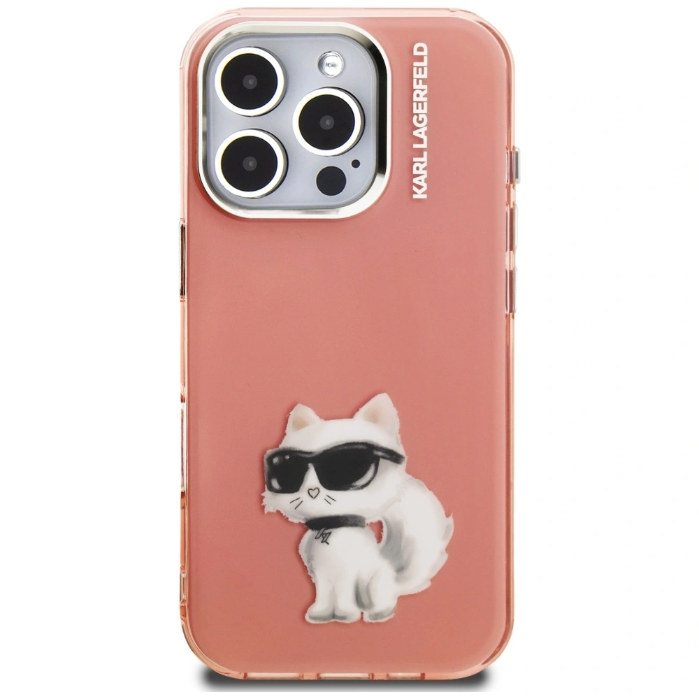 Kryt Karl Lagerfeld IML Aquarelle Choupette & Logo Apple iPhone 16 Pro pink