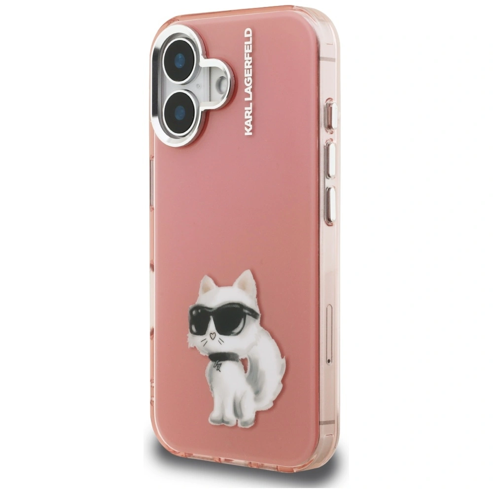 Kryt Karl Lagerfeld IML Aquarelle Choupette & Logo Apple iPhone 16 pink