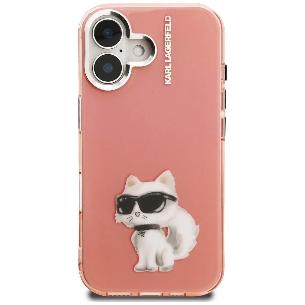 Kryt Karl Lagerfeld IML Aquarelle Choupette & Logo Apple iPhone 16 pink