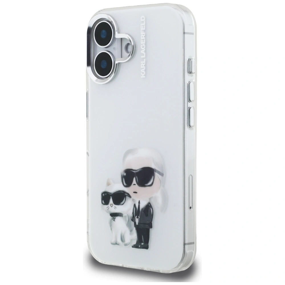 Kryt Karl Lagerfeld IML Aquarelle Karl & Choupette & Logo Apple iPhone 16 white