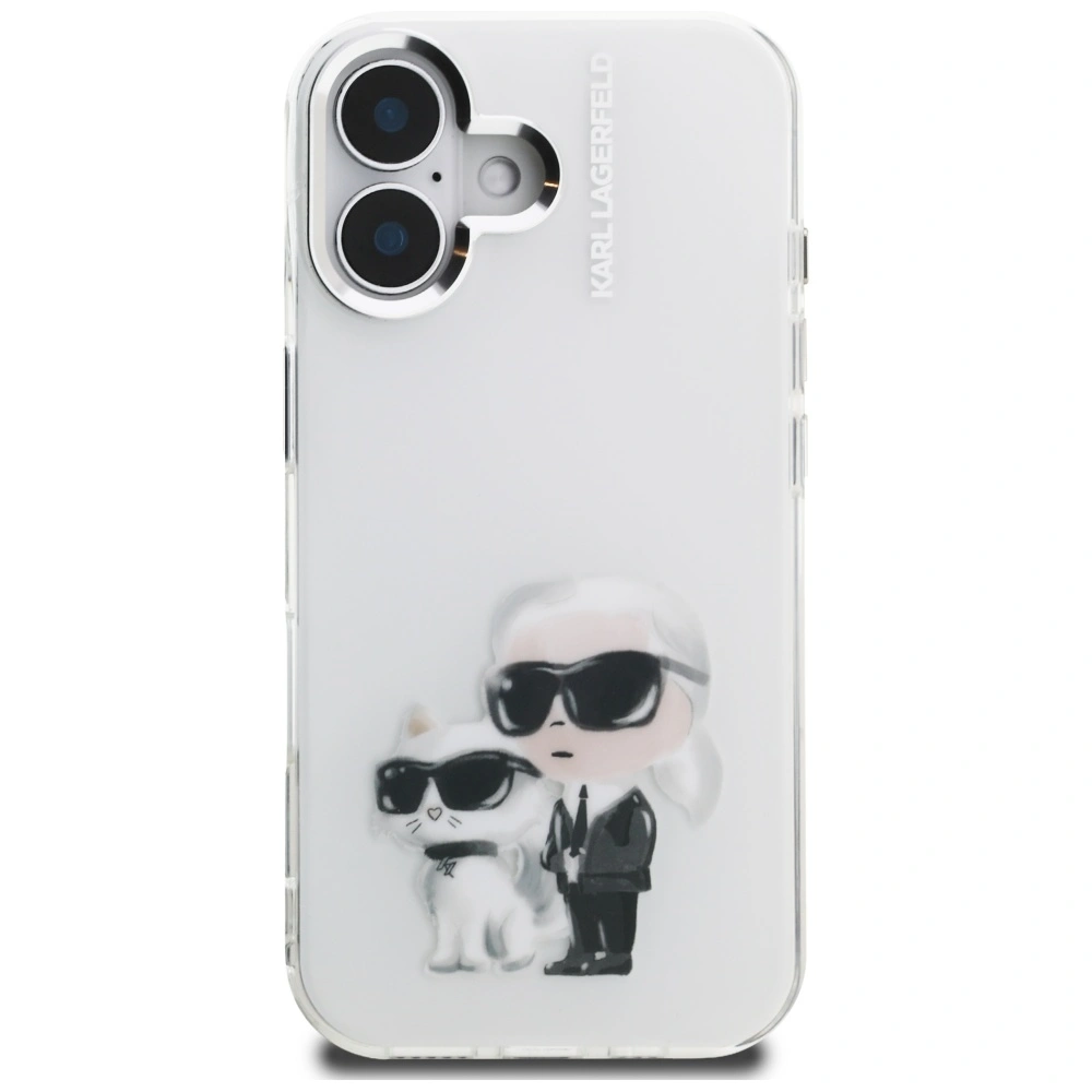 Kryt Karl Lagerfeld IML Aquarelle Karl & Choupette & Logo Apple iPhone 16 white