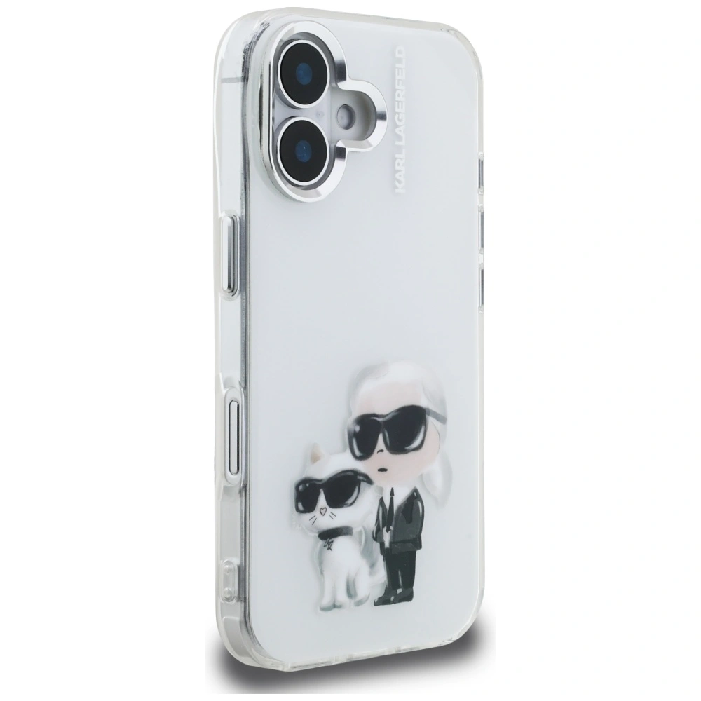 Kryt Karl Lagerfeld IML Aquarelle Karl & Choupette & Logo Apple iPhone 16 white