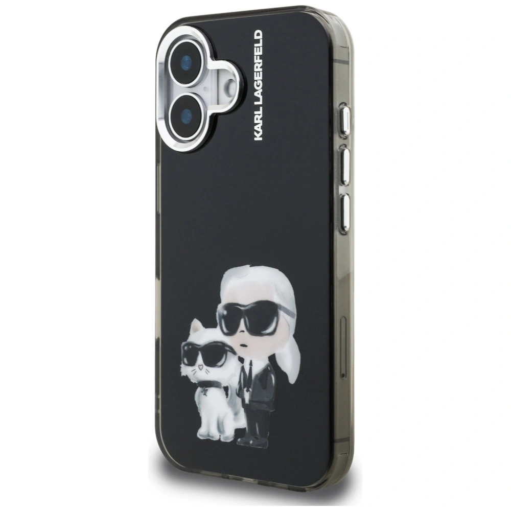 Kryt Karl Lagerfeld IML Aquarelle Karl & Choupette & Logo Apple iPhone 16 black