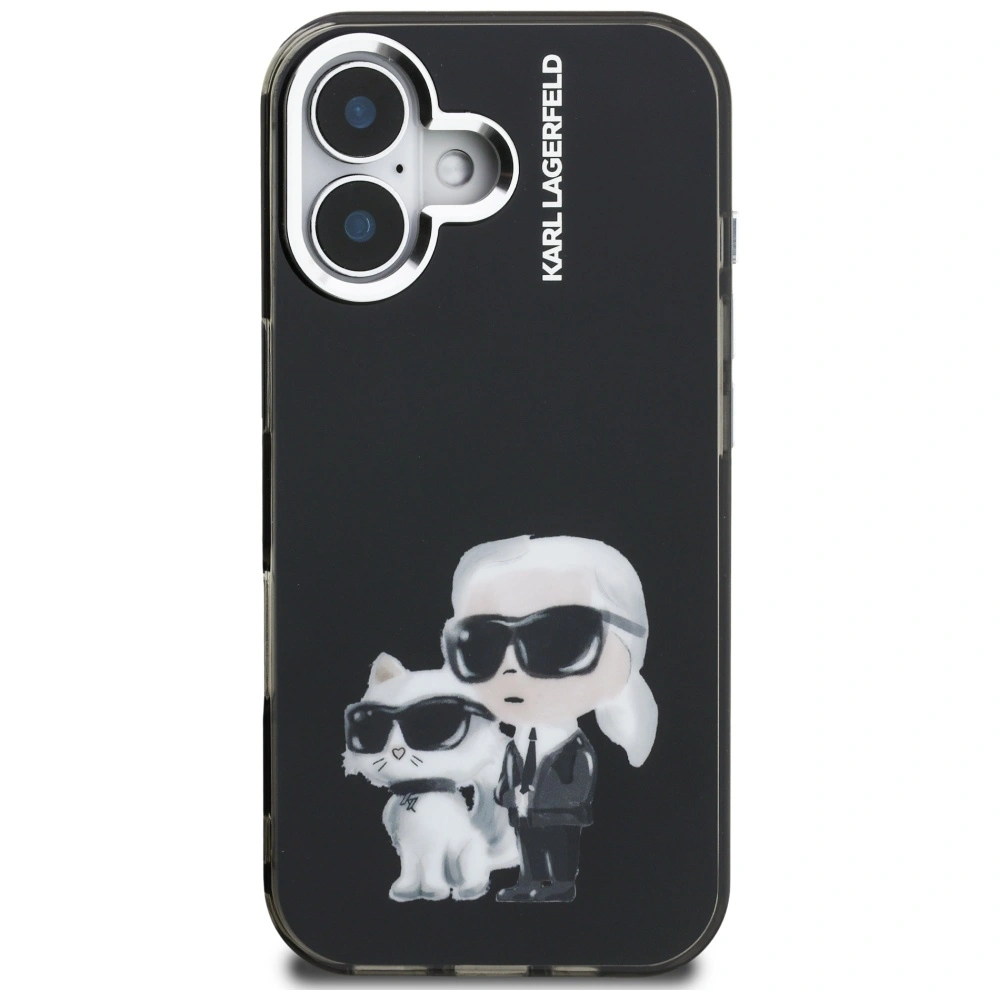 Kryt Karl Lagerfeld IML Aquarelle Karl & Choupette & Logo Apple iPhone 16 black