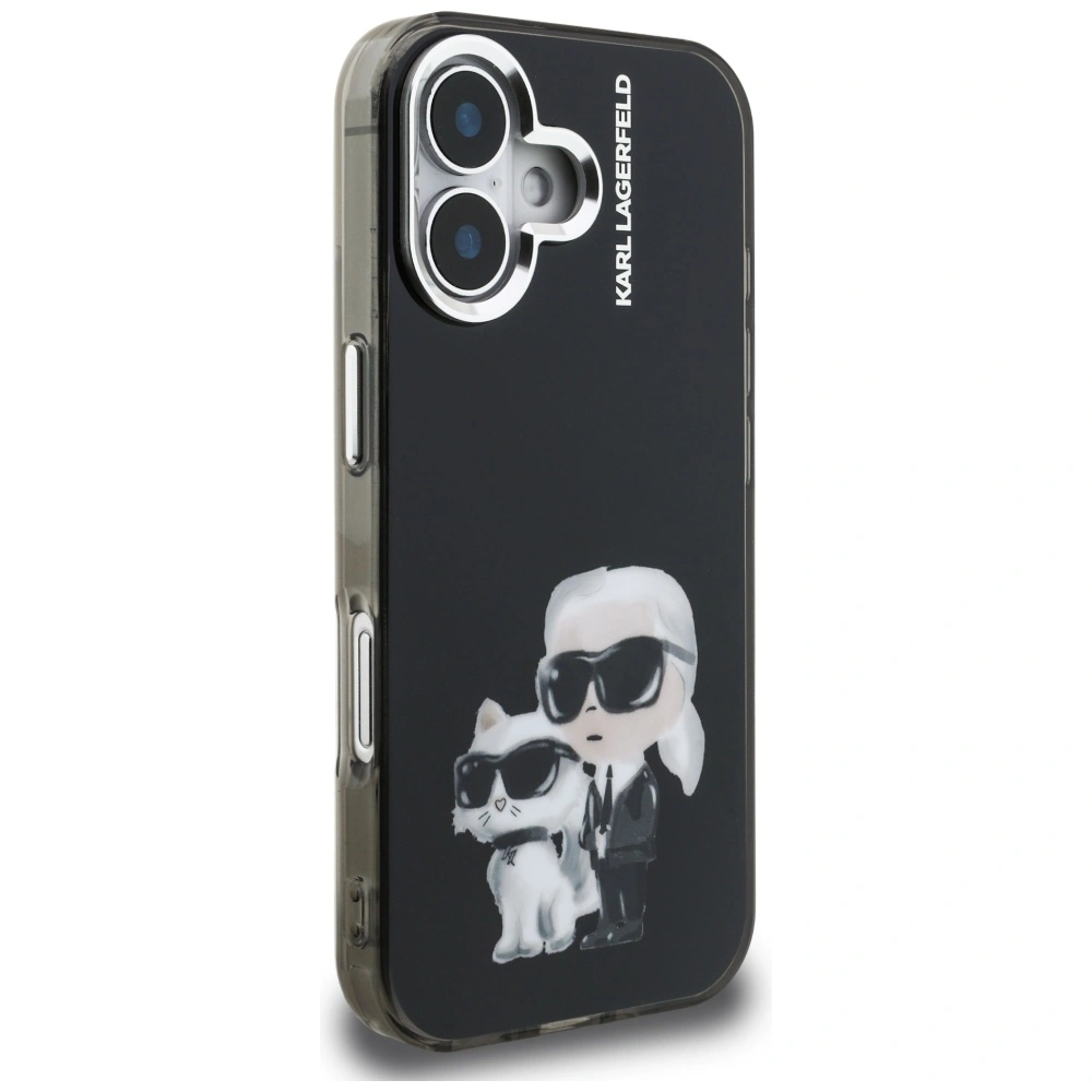 Kryt Karl Lagerfeld IML Aquarelle Karl & Choupette & Logo Apple iPhone 16 black