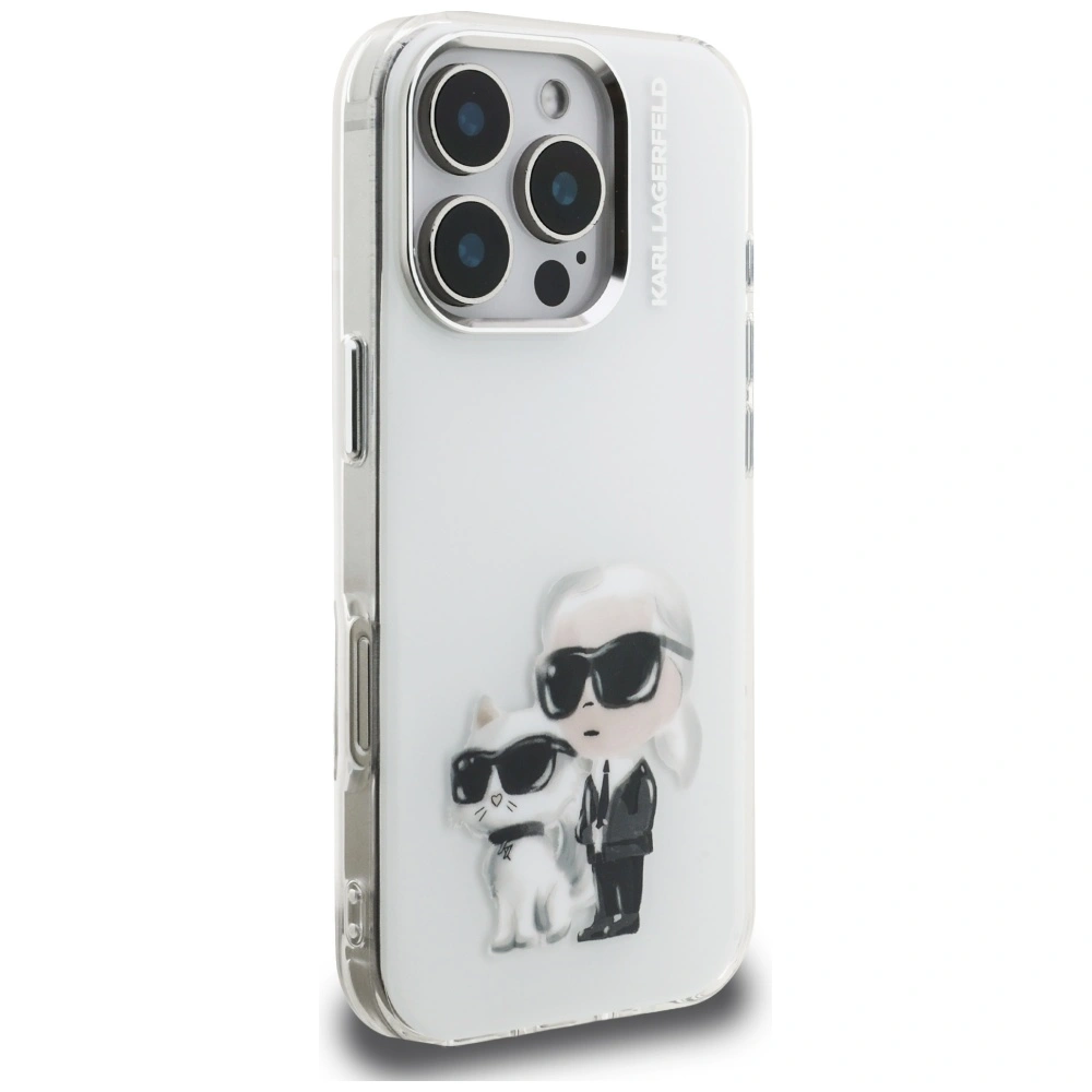 Kryt Karl Lagerfeld IML Aquarelle Karl & Choupette & Logo Apple iPhone 16 Pro white