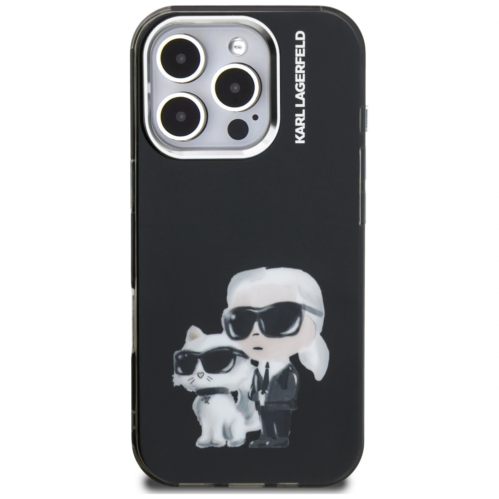 Kryt Karl Lagerfeld IML Aquarelle Karl & Choupette & Logo Apple iPhone 16 Pro black