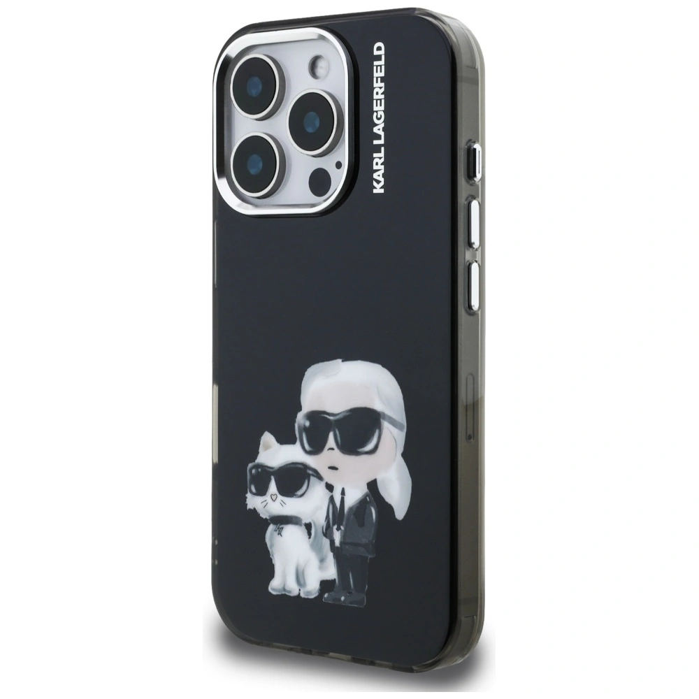 Kryt Karl Lagerfeld IML Aquarelle Karl & Choupette & Logo Apple iPhone 16 Pro Max black