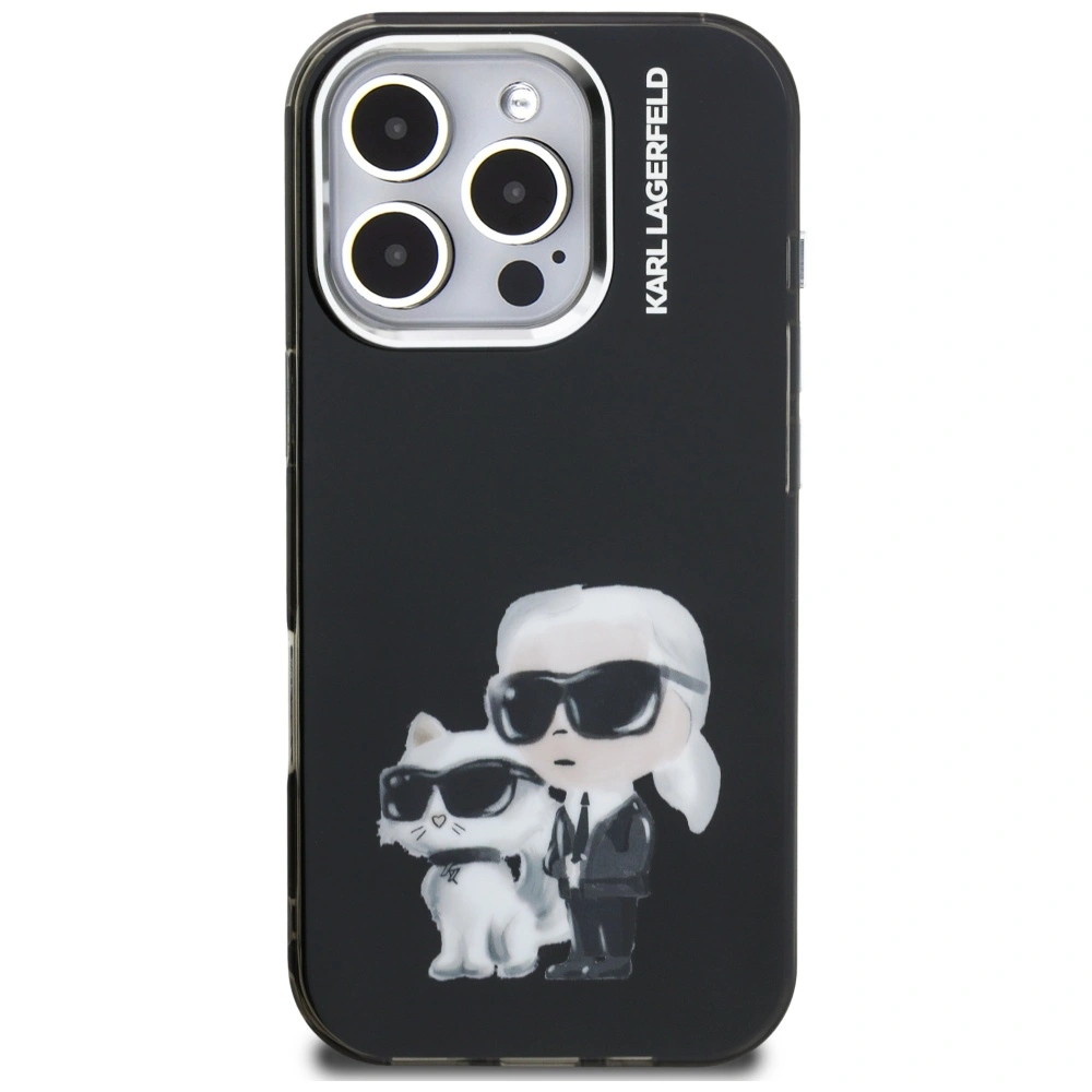 Kryt Karl Lagerfeld IML Aquarelle Karl & Choupette & Logo Apple iPhone 16 Pro Max black
