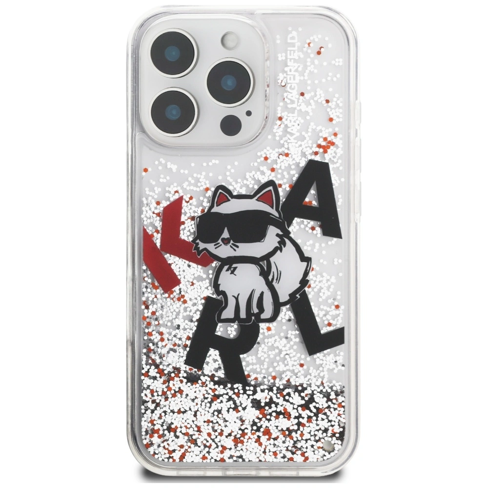 Kryt Karl Lagerfeld Liquid Glitter Choupette Logo Apple iPhone 16 Pro Max clear