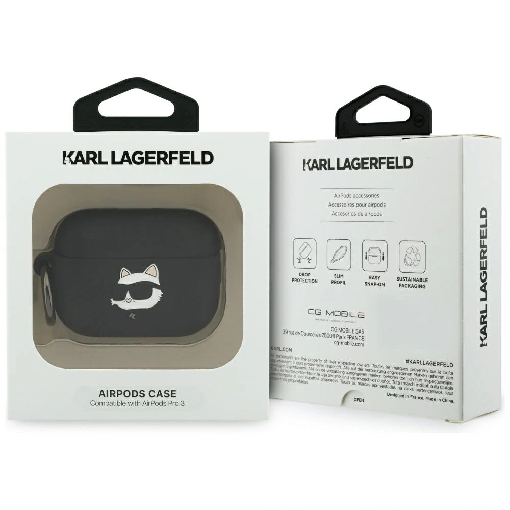 Kryt Karl Lagerfeld Silicone Choupette Head 3D Apple AirPods Pro 3 black