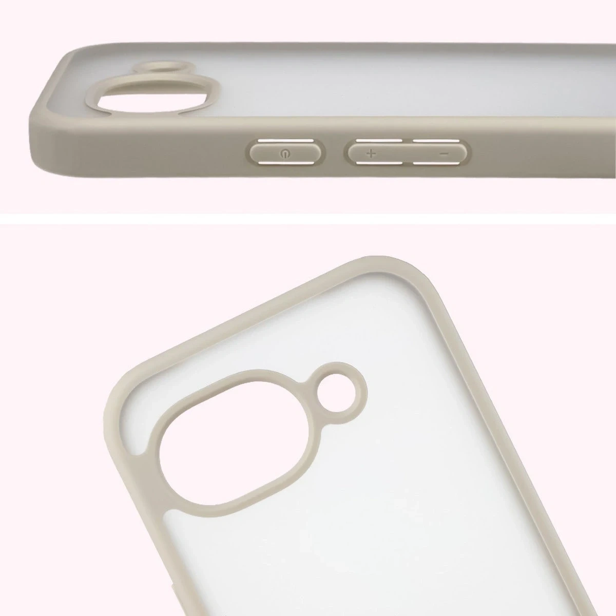 Kryt Bizon Case Angelo Google Pixel 10a semi-transparent with a beige frame