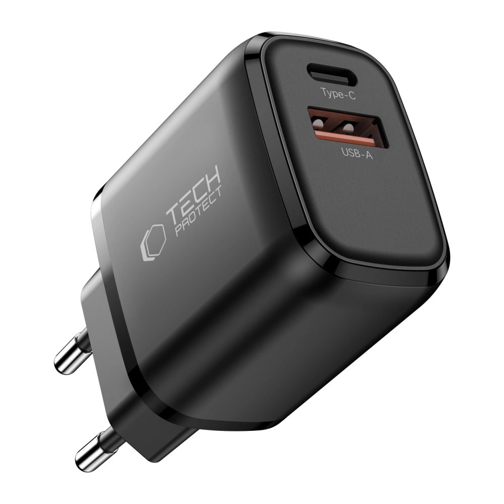 Síťová nabíječka Tech-Protect NCA45W-GAN USB-A, USB-C Network Charger PD 45W / QC3.0 Black