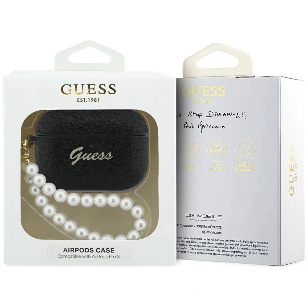 Kryt Guess Glitter Pearl Strap Apple AirPods Pro 3 black