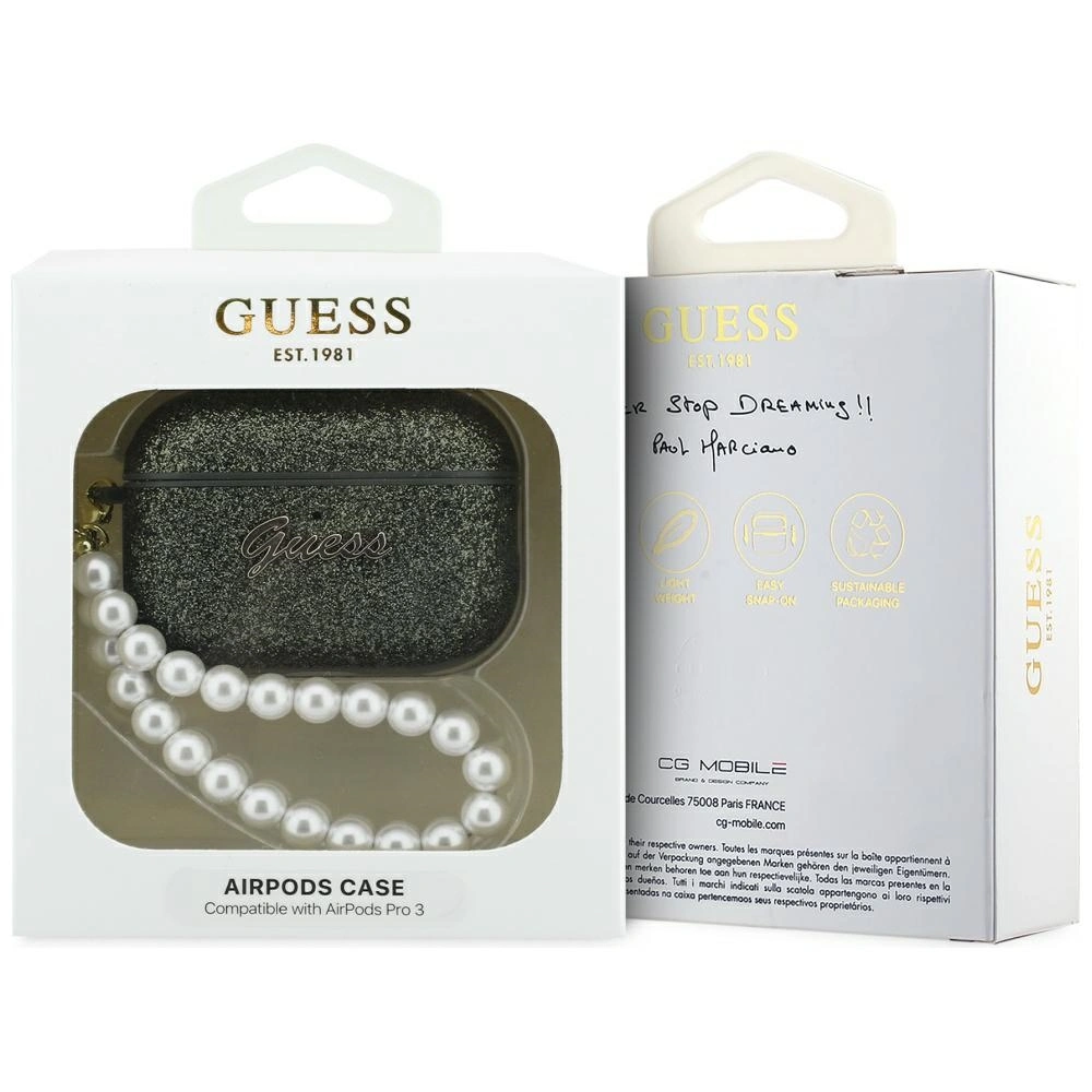 Kryt Guess Glitter Pearl Strap Apple AirPods Pro 3 khaki