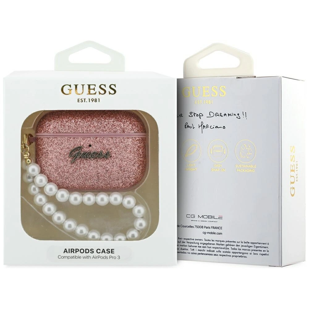 Kryt Guess Glitter Pearl Strap Apple AirPods Pro 3 pink
