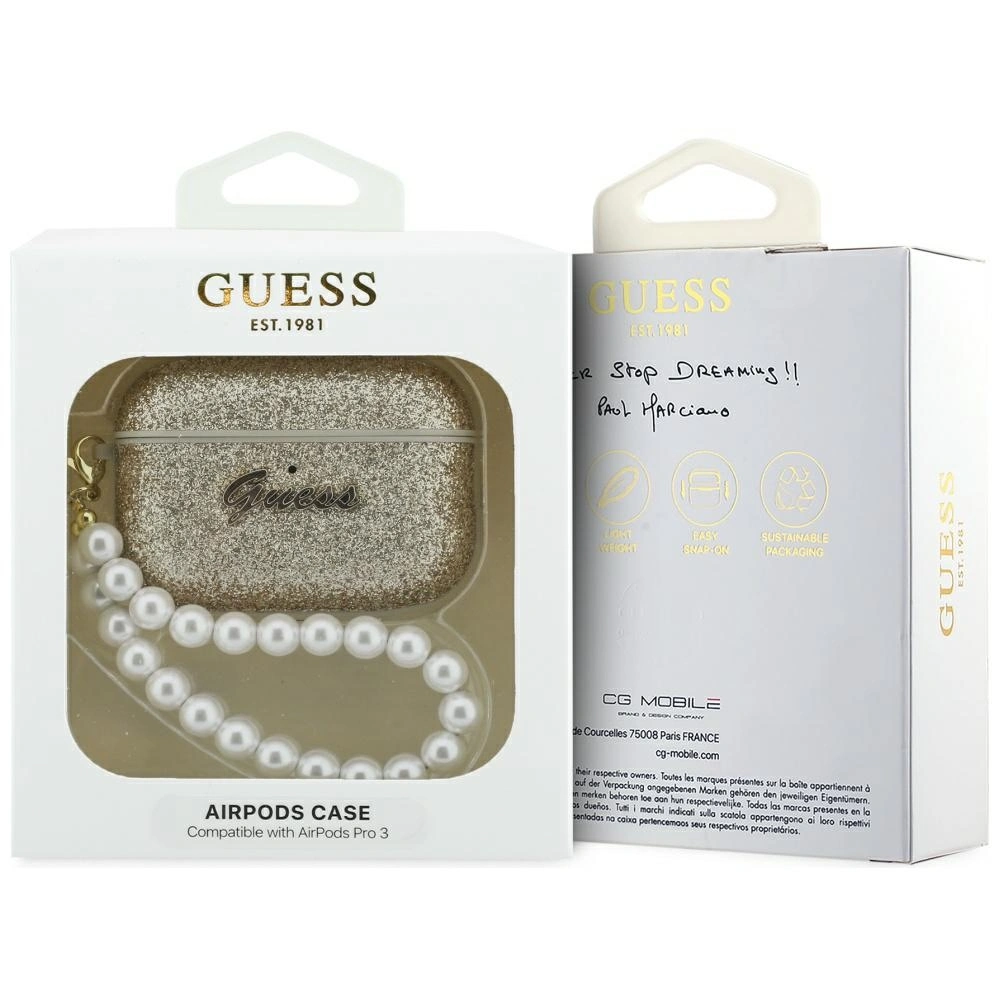 Kryt Guess Glitter Pearl Strap Apple AirPods Pro 3 gold