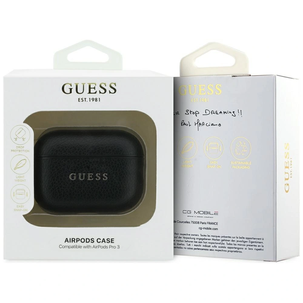 Kryt Guess Grained Classic Logo Apple AirPods Pro 3 black