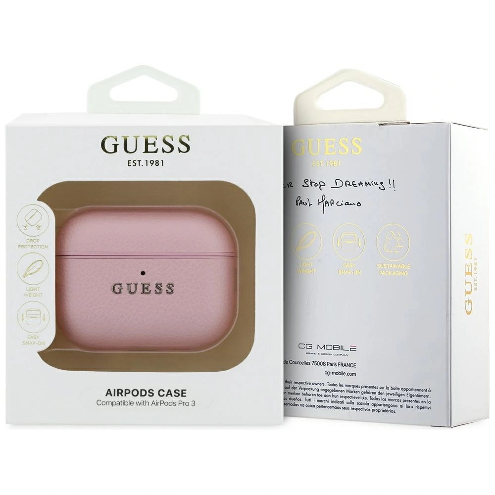 Kryt Guess Grained Classic Logo Apple AirPods Pro 3 pink