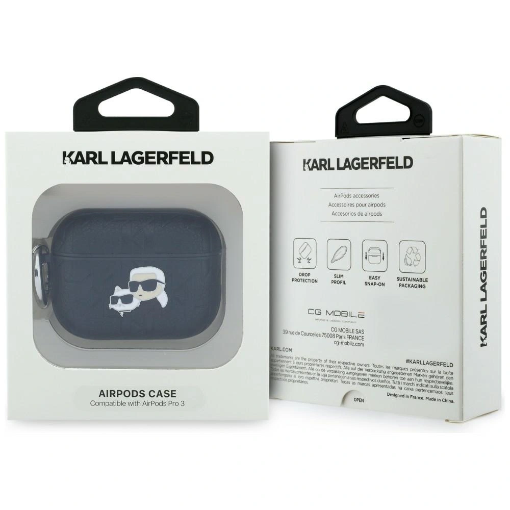 Kryt Karl Lagerfeld Monogram Karl & Choupette Head Apple AirPods Pro 3 black