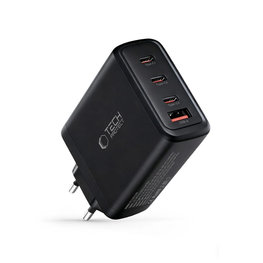 Síťová nabíječka Tech-Protect NC120W-GAN 4-port Network Charger PD 120W / QC3.0 Black