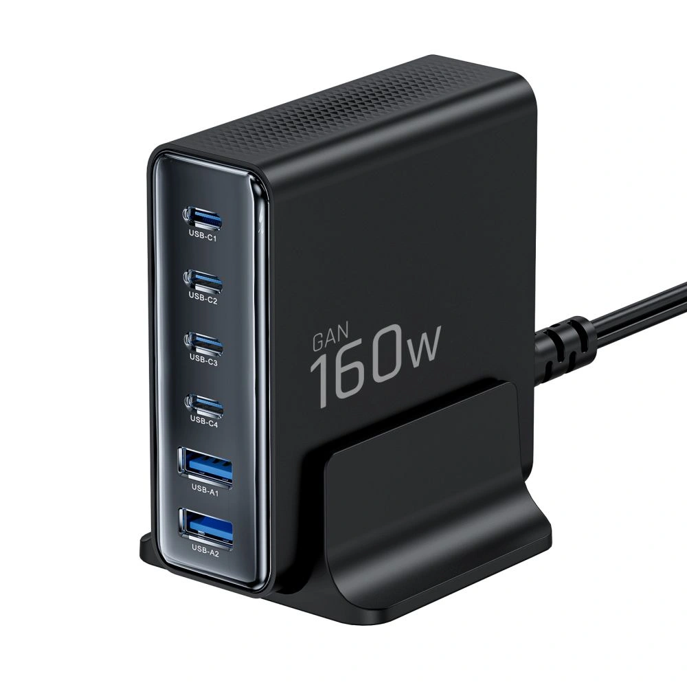 Síťová nabíječka Tech-Protect DC160W-GAN 6-port Desktop Charger PD 160W / QC3.0 Black