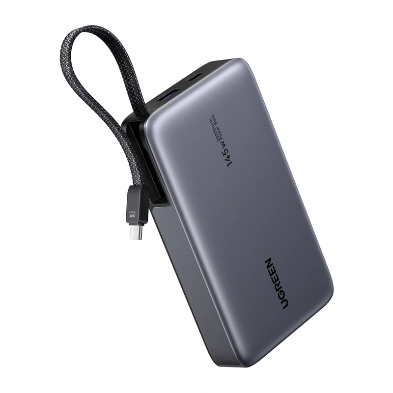Ugreen PB551 Powerbank 20000mAh 145W USB-A, USB-C + built-in cable (gray)