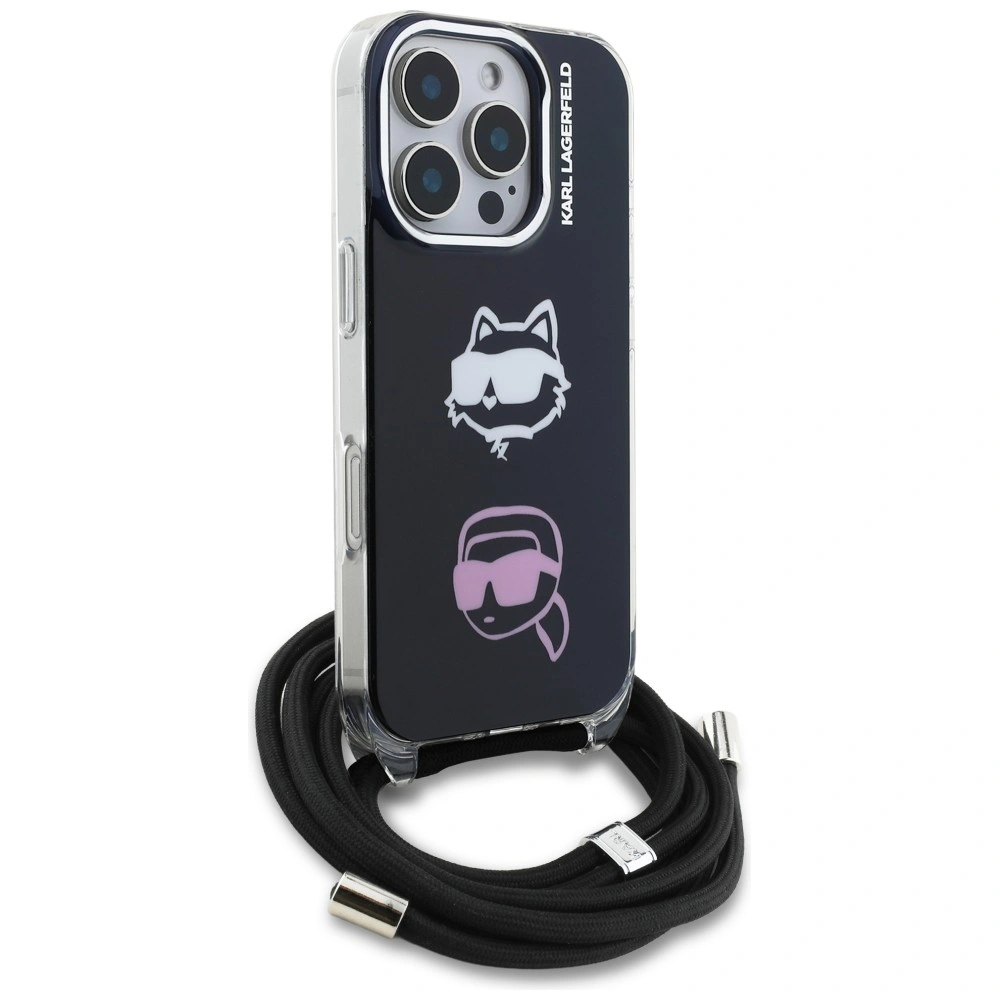 Kryt Karl Lagerfeld IML Crossbody Karl&Choupette Head Apple iPhone 16 Pro black