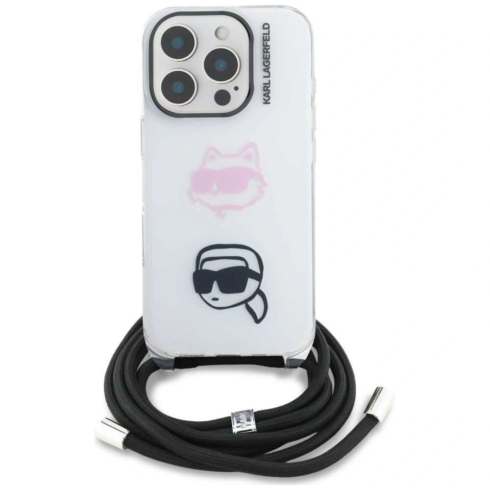 Kryt Karl Lagerfeld IML Crossbody Karl&Choupette Head Apple iPhone 16 Pro Max white