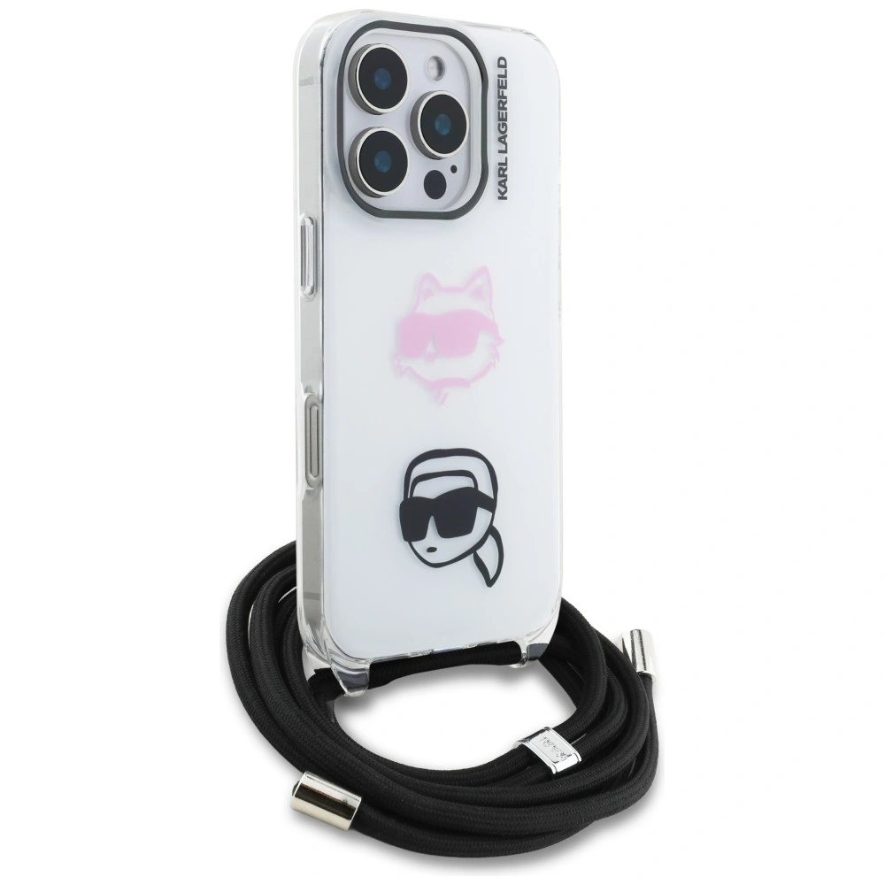 Kryt Karl Lagerfeld IML Crossbody Karl&Choupette Head Apple iPhone 16 Pro Max white