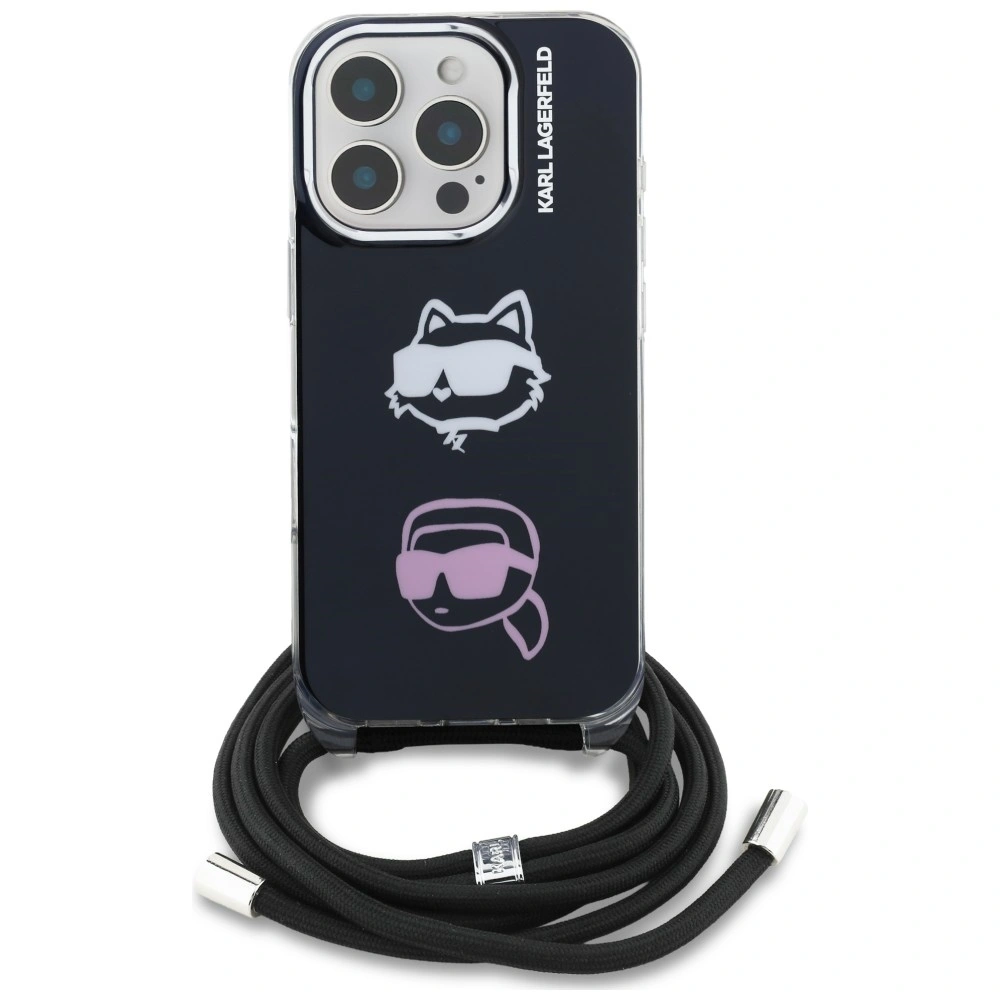Kryt Karl Lagerfeld IML Crossbody Karl&Choupette Head Apple iPhone 16 Pro Max black