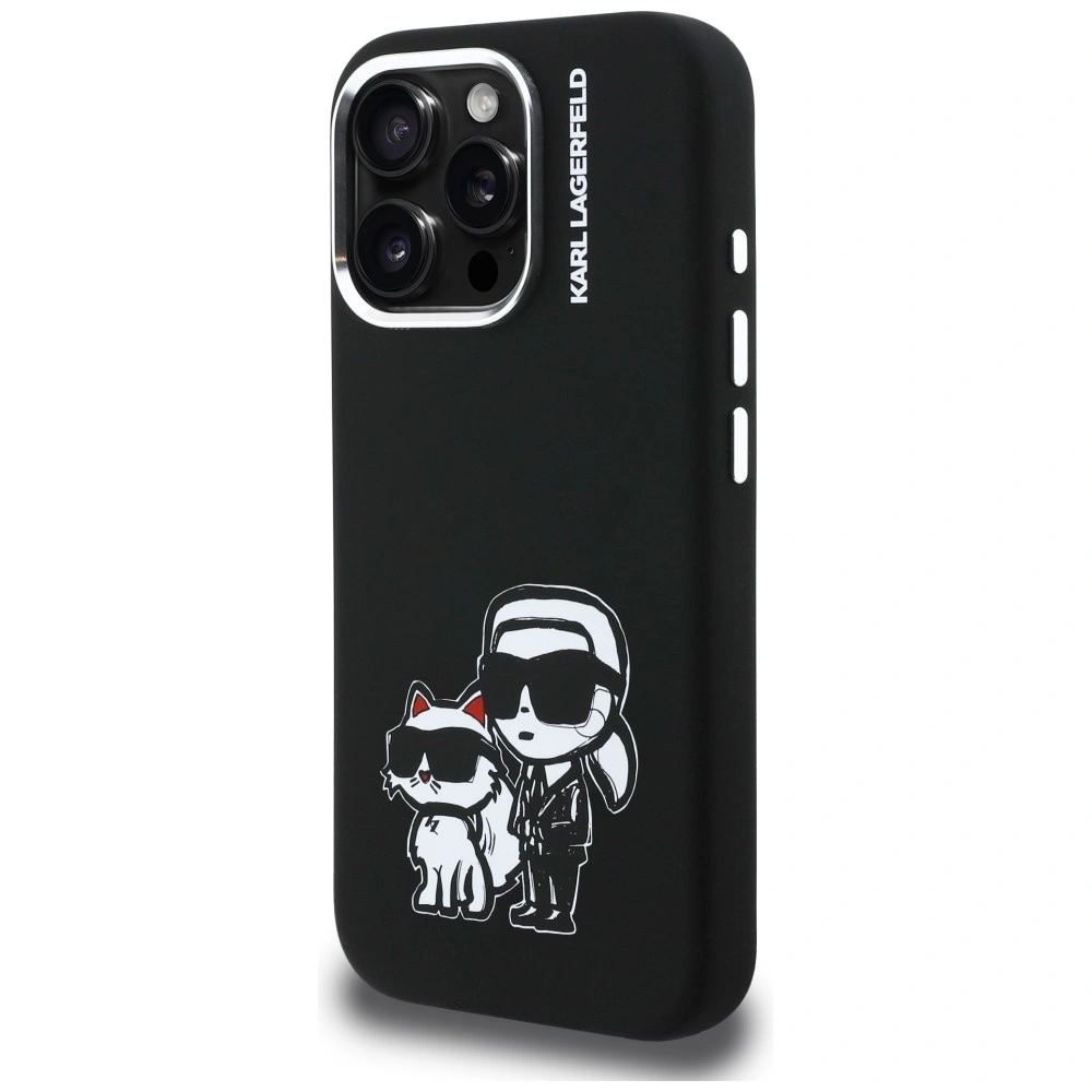 Kryt Karl Lagerfeld Silicone Karl&Choupette Sketch MagSafe Apple iPhone 16 Pro black