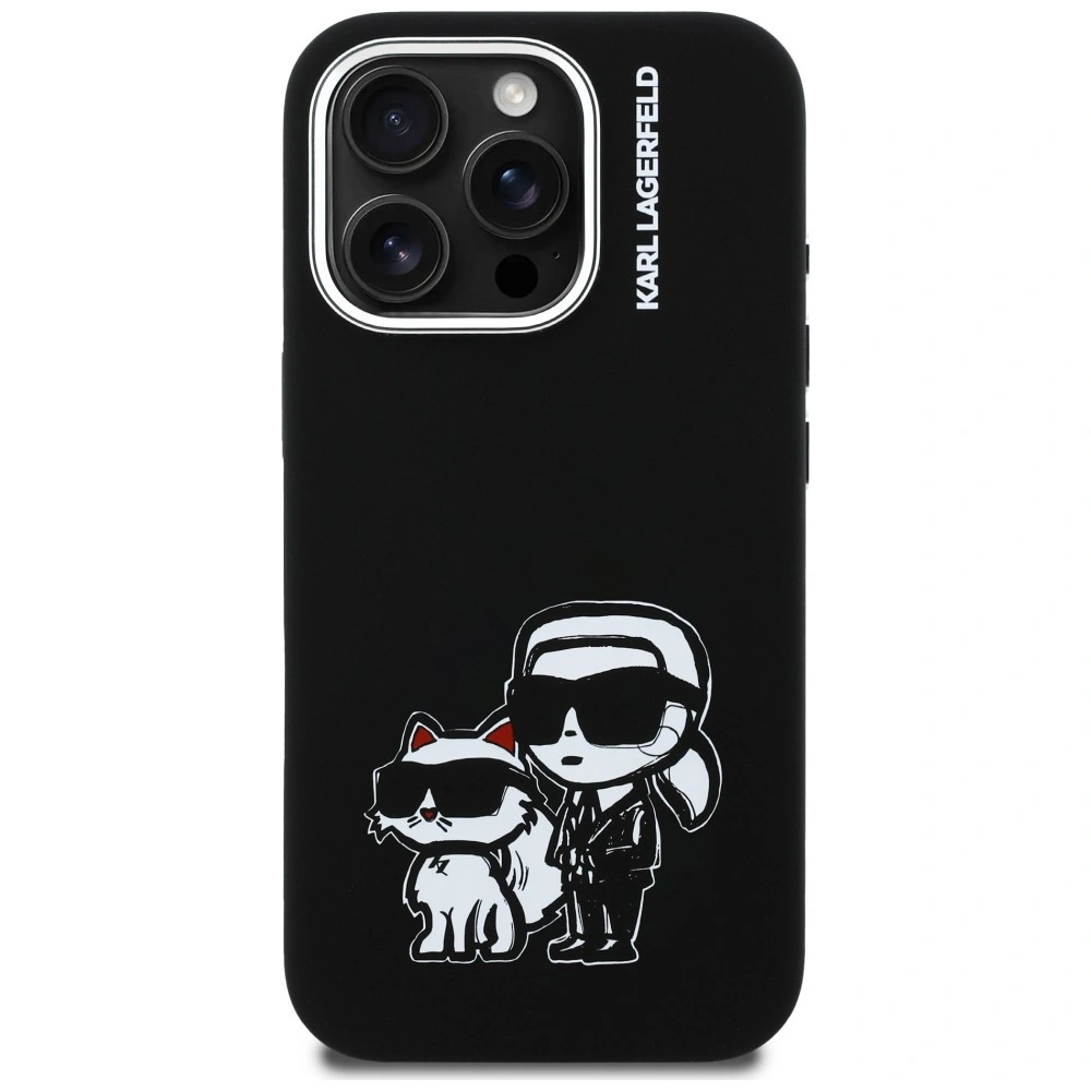 Kryt Karl Lagerfeld Silicone Karl&Choupette Sketch MagSafe Apple iPhone 16 Pro black
