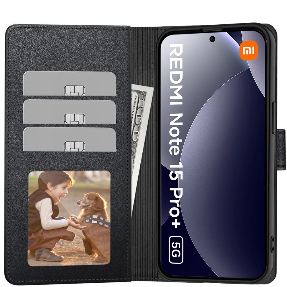 Knížkové pouzdro Tech-Protect Wallet Xiaomi Redmi Note 15 Pro+ Plus 5G Matte Black