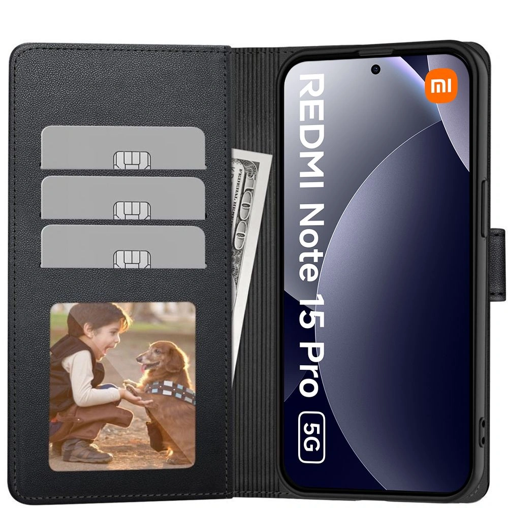 Knížkové pouzdro Tech-Protect Wallet Xiaomi Redmi Note 15 Pro 5G Matte Black
