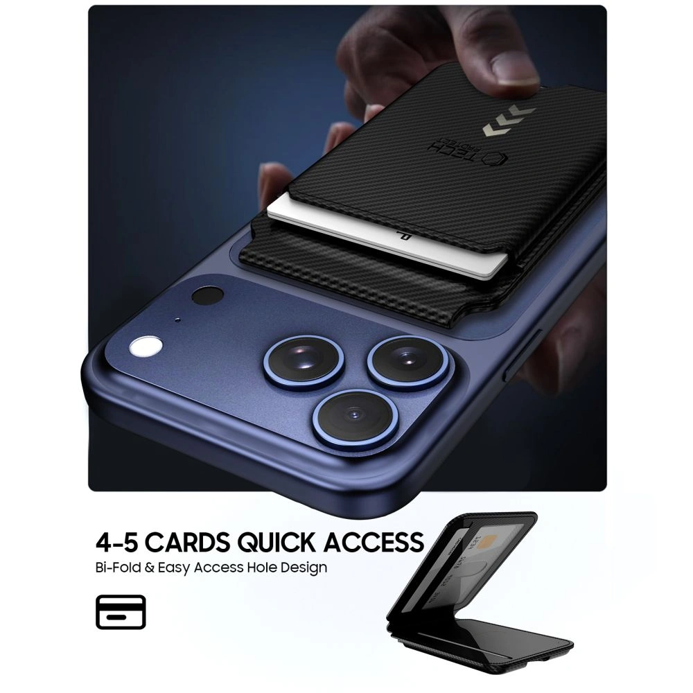 Knížkové pouzdro Tech-Protect MagWallet Stand MagSafe Universal Magnetic Card Holder Carbon