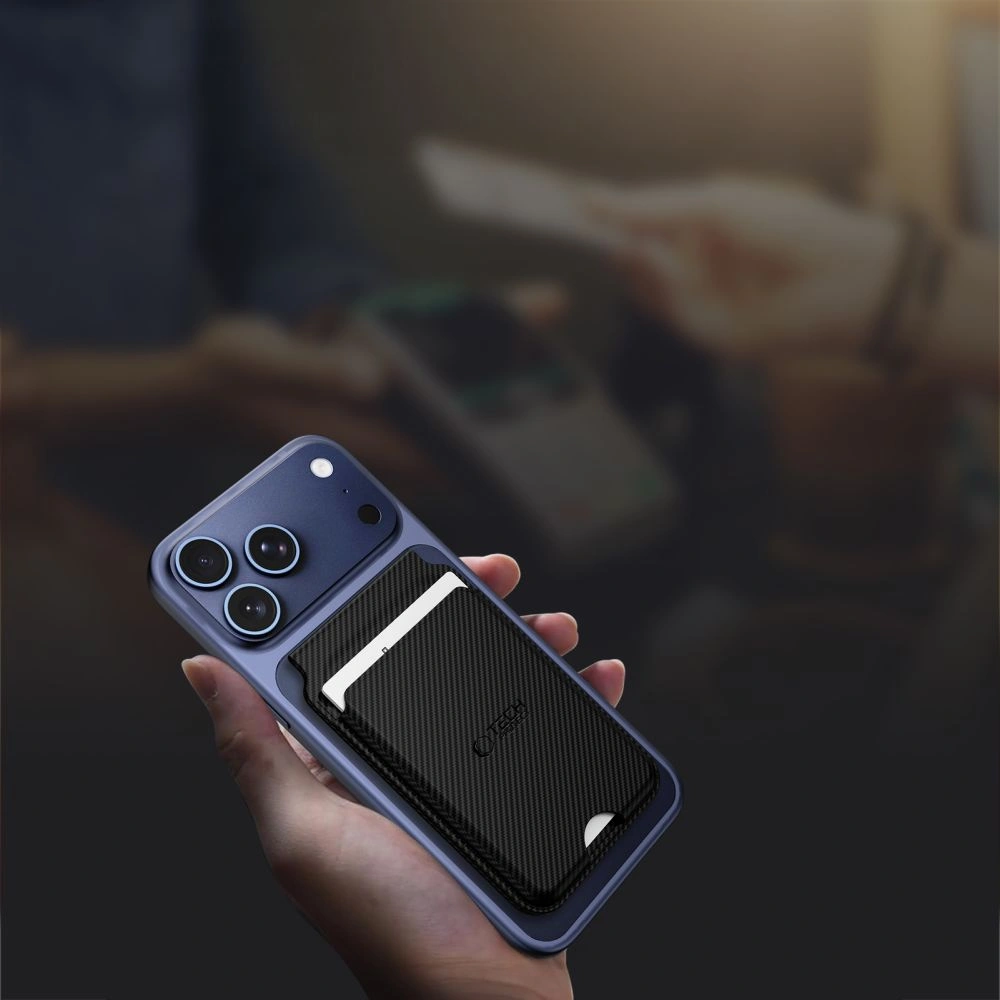 Knížkové pouzdro Tech-Protect MagWallet Stand MagSafe Universal Magnetic Card Holder Carbon