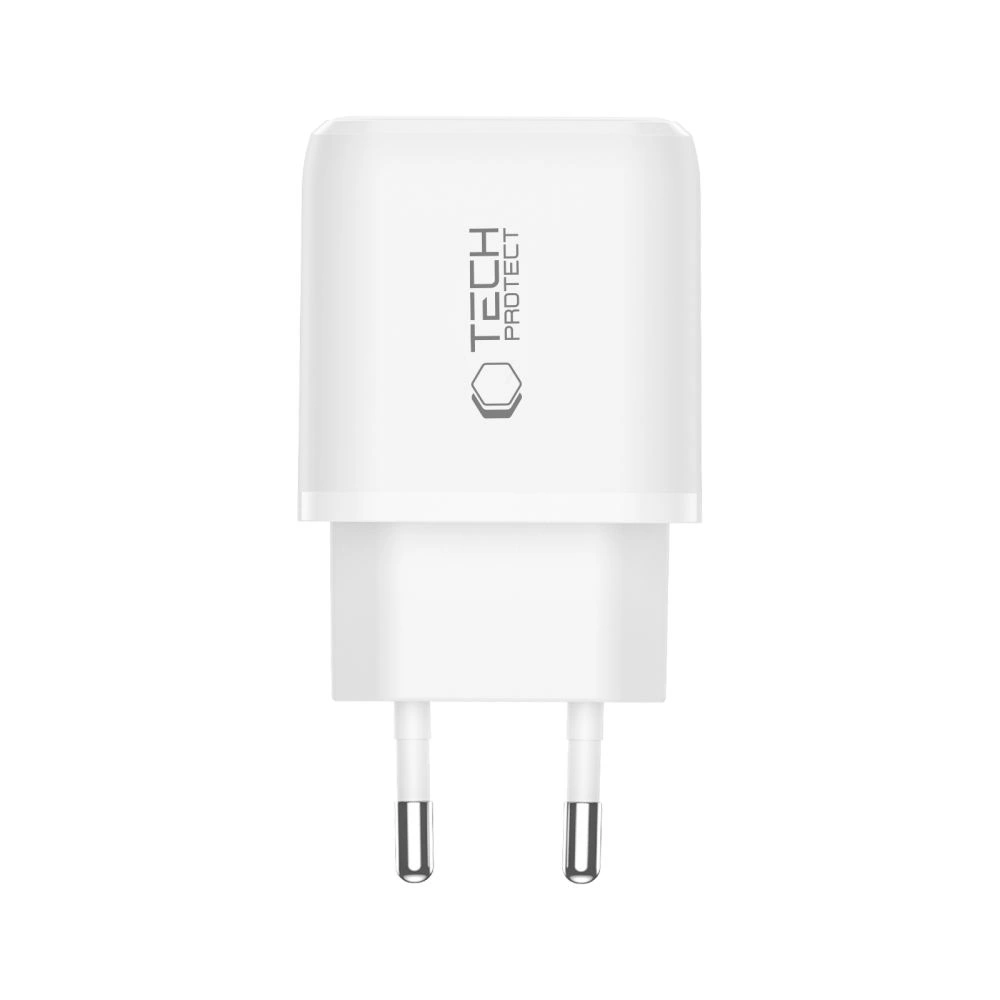 Síťová nabíječka Tech-Protect NCA45W-GAN USB-A, USB-C Network Charger PD 45W / QC3.0 + USB-C Cable White