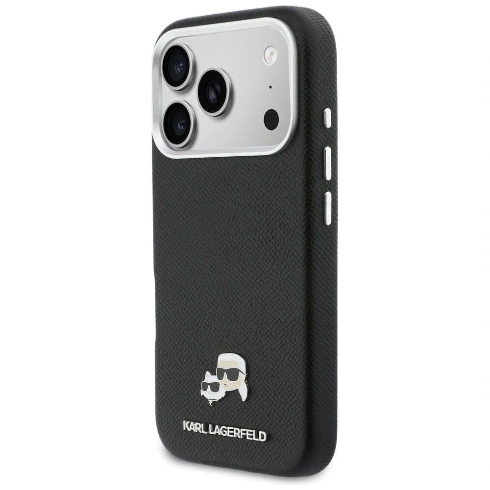 Kryt Karl Lagerfeld Karl & Choupette Head Pins Saffiano MagSafe Apple iPhone 17 Pro Max black