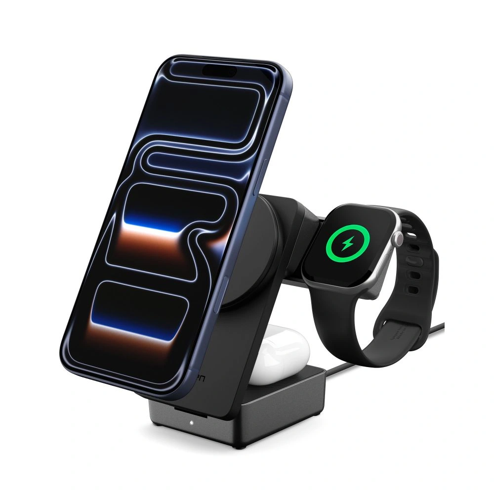 Bezdrátová nabíječka Spigen EF323MQ Essential 3in1 Magnetic MagSafe Wireless Charger 25W Qi2.2 Black