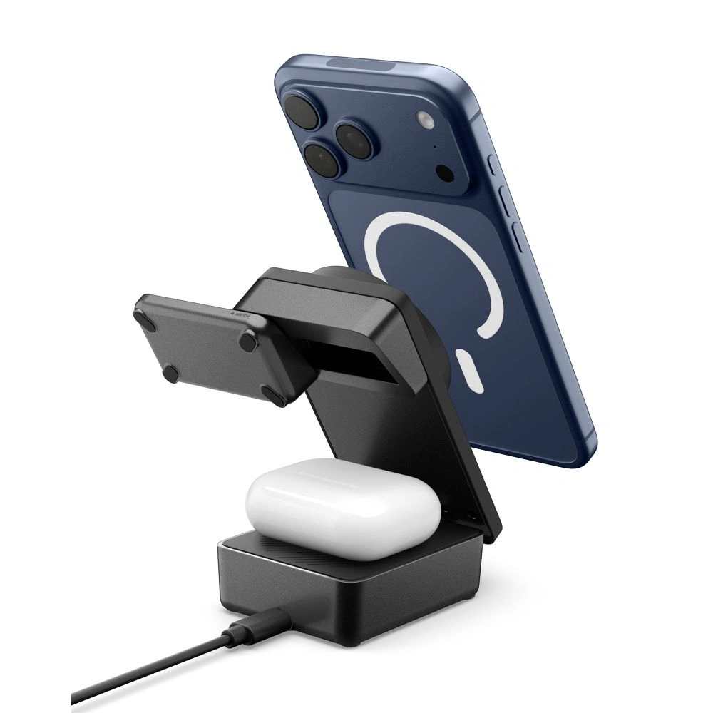 Bezdrátová nabíječka Spigen EF323MQ Essential 3in1 Magnetic MagSafe Wireless Charger 25W Qi2.2 Black