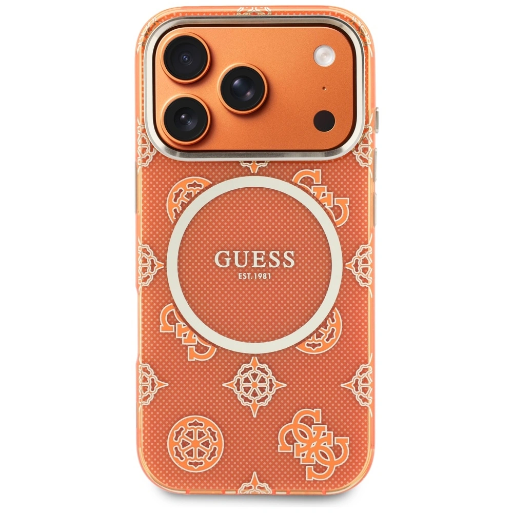 Kryt Guess IML Peony Dot MagSafe Apple iPhone 17 Pro orange
