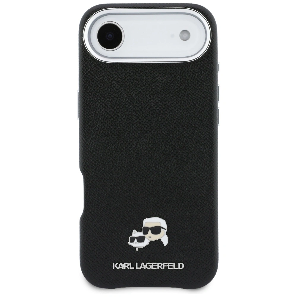 Kryt Karl Lagerfeld Karl & Choupette Head Pins Saffiano MagSafe Apple iPhone Air black